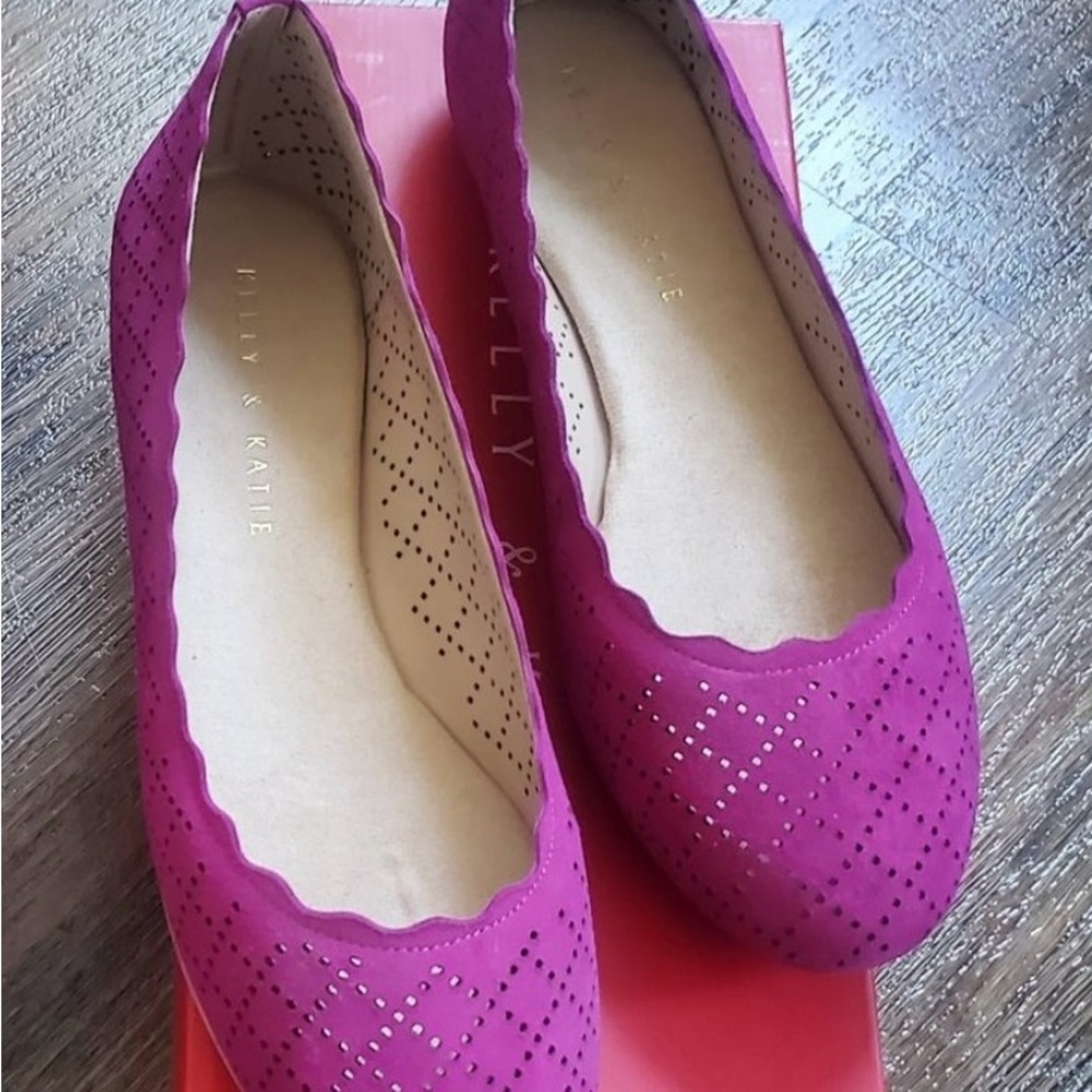 Kelly & Katie Fuschia Posh Kid Suede Flats